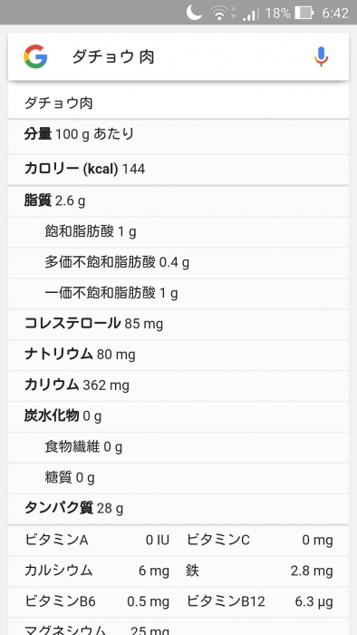 成分表ダチョウ